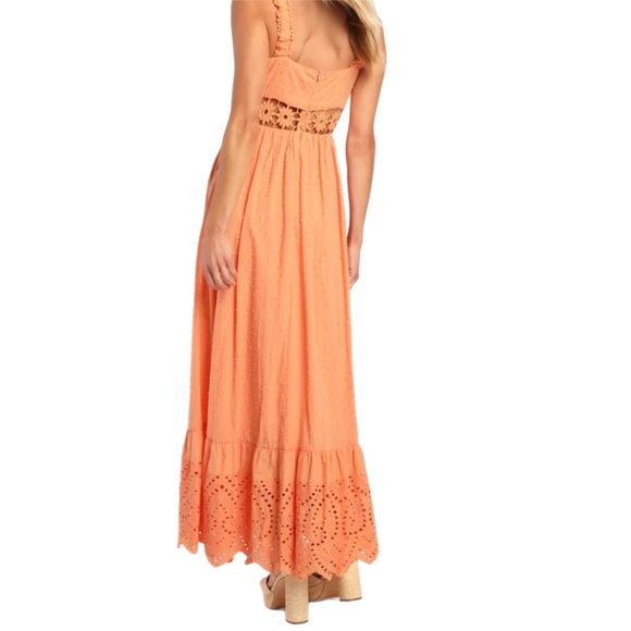 Lulus Simply Effortless Peach Swiss Dot Maxi sz sm - Picture 10 of 10